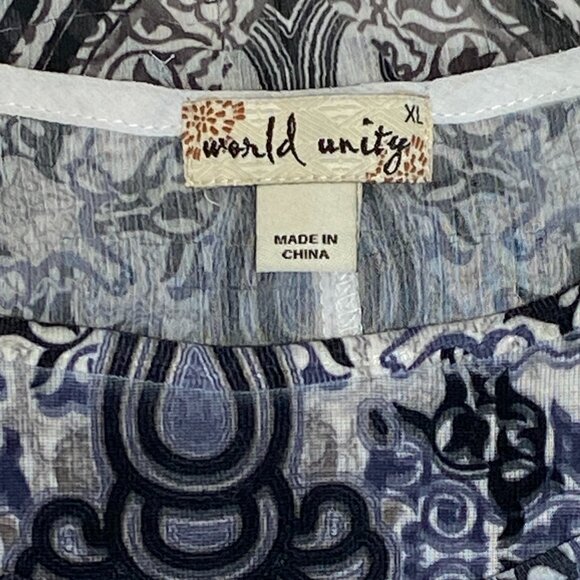 World Unity 2 Piece Set Jeweled Sheer Flutter Batwing Overblouse & Tank Black XL - Picture 12 of 14